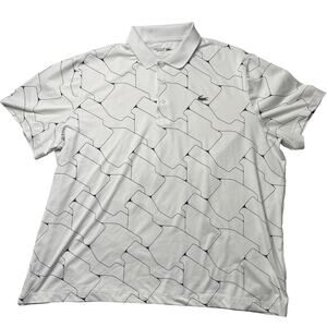 Lacoste Sport White Geometric Print Polo Shirt 4XL Men's Golf Performance